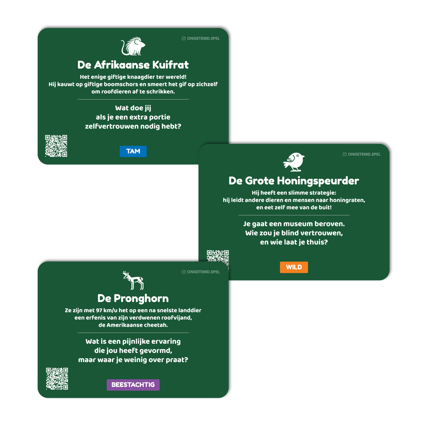 Ongetemd kaartspel met vragen – tam, wild en beestachtig