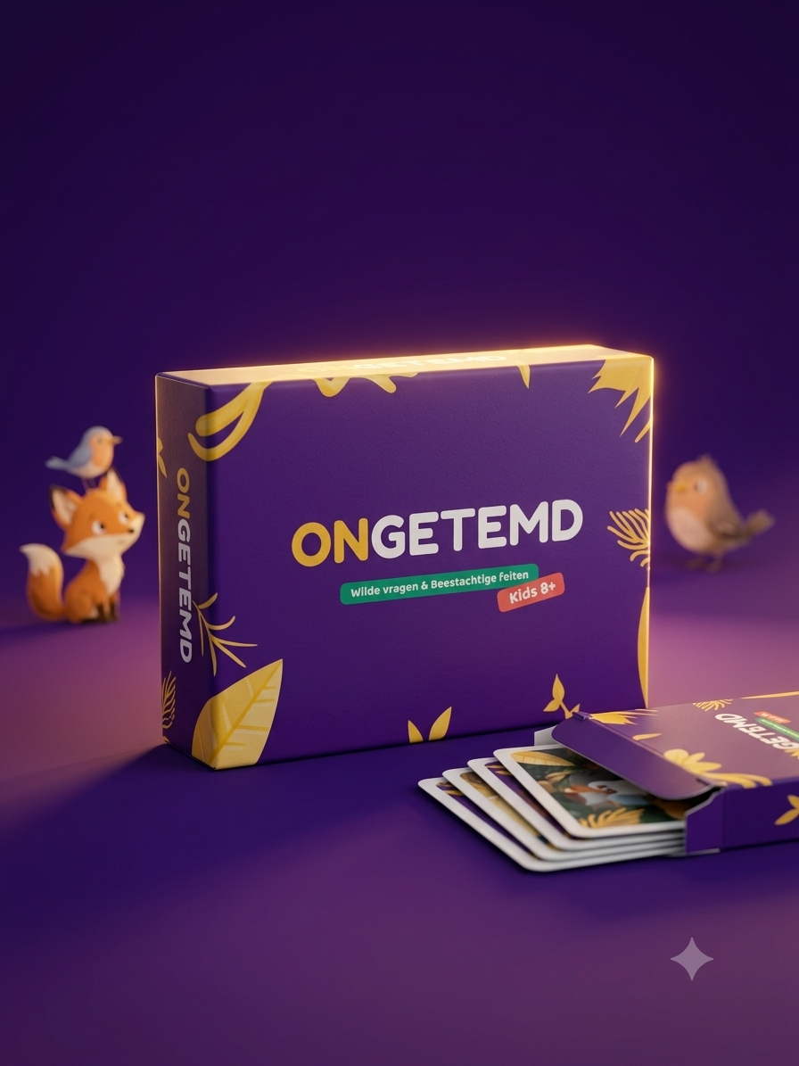 Ongetemd Kids Vragenspel – Kaartspel met Vragen en Dierenfeitjes (60 kaarten)