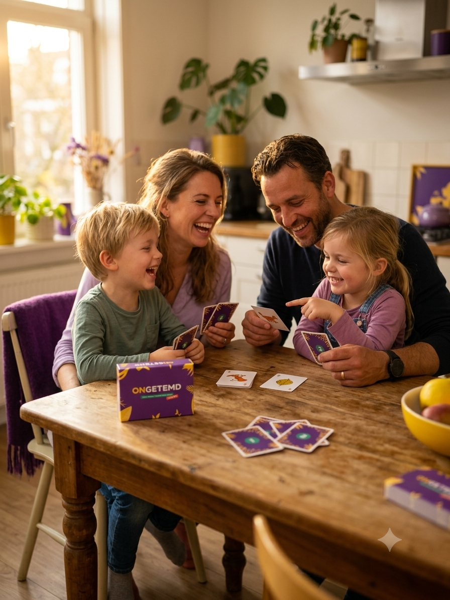 Ongetemd Kids Vragenspel – Kaartspel met Vragen en Dierenfeitjes (60 kaarten)