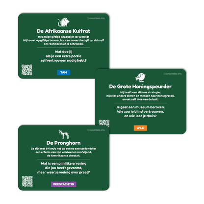 Ongetemd kaartspel met vragen – tam, wild en beestachtig